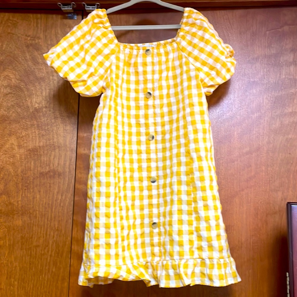 Puff sleeve yellow gingham dress